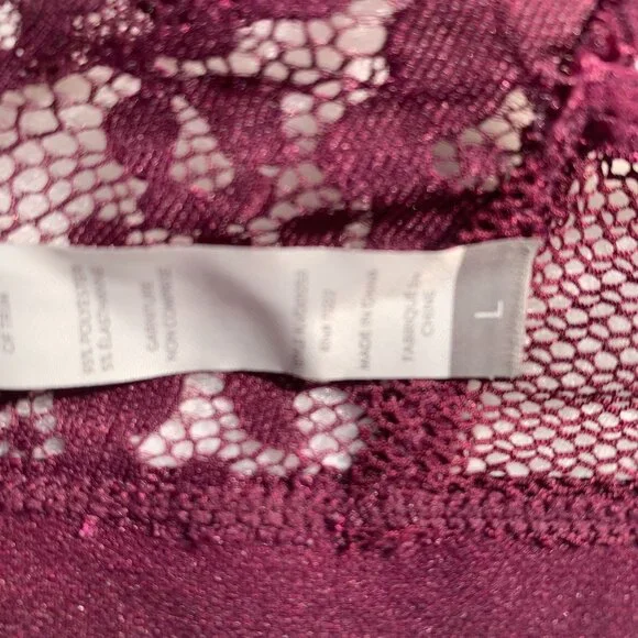 Lucky Brand Burgundy Lace Bralette Size L Lightly Padded - Picture 3 of 11